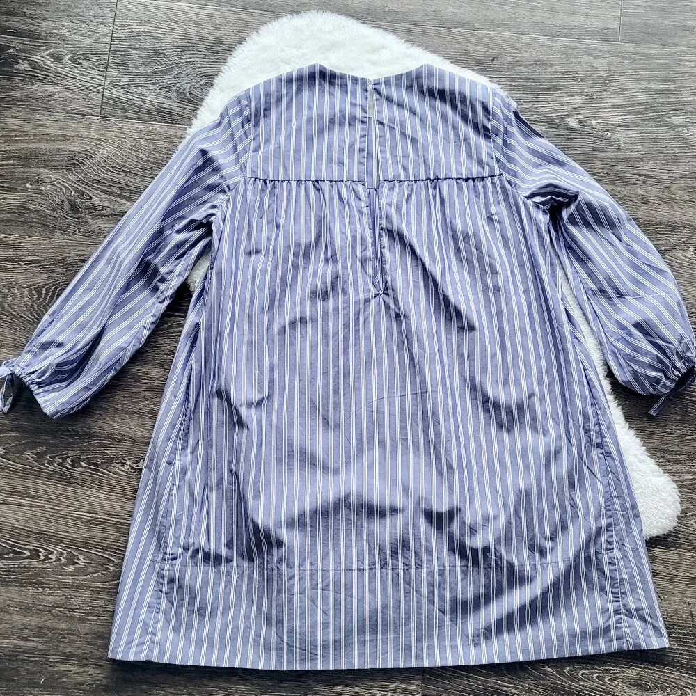 Aritzia Wilfred Le Fou Lessines Poplin Smock Dress Blue Stripe Size XS Oversized - Picture 9 of 14